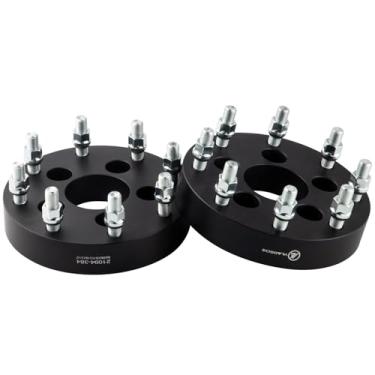 Imagem de VLAOSCHI Adaptadores de roda forjados pretos 5 x 4,5 a 8 x 6,5 cm 14 x 1,5 pinos compatíveis com adaptador Jeep-Ford-Dodge-Honda-Toyota-Lexus 5 Lug para 8 Lug (Adapte 8x165.1 aros em veículo 5x114.3