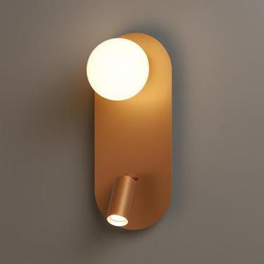 Imagem de Luminária Parede Cabeceira com Globo e Luz Direcional, Dourado