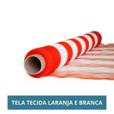 Imagem de Tela Tapume Guarda Corpo Laranja e Branca Segurança 1,20 x 50m Sinaliz