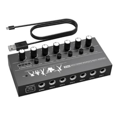Imagem de Dynwave Mixer de áudio de linha DC5V portátil compacto TRS saída e entrada de baixo ruído para amplificador telefone guitarra instrumento computador, 6 Canais