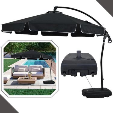 Imagem de Ombrelone Preto Suspenso Reclinavel 3m Buzios C/ Suporte Luz