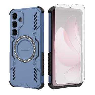 Imagem de Asuwish Capa de celular para Samsung Galaxy S25 Plus S25+ 5G com protetor de tela de vidro temperado, capa magnética e proteção à prova de choque, acessórios finos para celular S25Plus 25S + S 25 25+