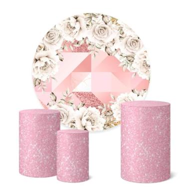 Imagem de Trio Capas Cilindro + Painel Redondo 1,50m Flores (Flores K1FLS019)