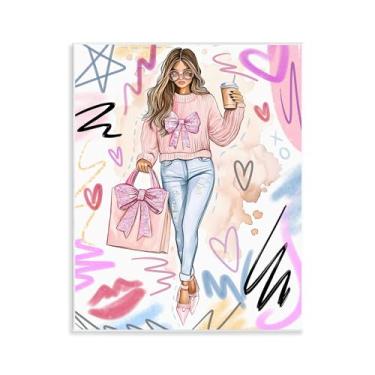 Imagem de Stupell Industries Design de arte Fashionista com bolsa e placa de parede de café por Jess Stempel, 14 x 11