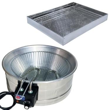 Imagem de Kit Fritadeira Elétrica Industrial Tacho Redondo Inox 10 Litros com Escorredor G(220)