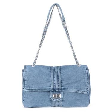 Imagem de LUI SUI Bolsas jeans femininas Hobo jeans casual bolsa tiracolo tiracolo, Azul claro, One Size