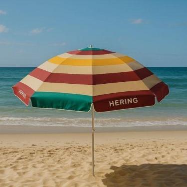 Imagem de Guarda-Sol Hering Praia Dobrável Listrado Grande Resistente-Unissex