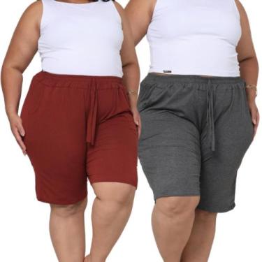 Imagem de Kit 2 Bermuda Feminina Com Bolso Viscolycra Senhora Plus - PMQ, Sortid