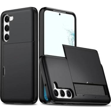 Imagem de HJZSZX Capa tipo carteira para Galaxy A55 5G, porta-cartões, capa protetora à prova de choque (para Galaxy A55 5G/preto)