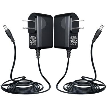 Imagem de Embalagem de 2 adaptadores de fonte de alimentação de 12 V 1 A/1000 mA de 10 pés de comprimento, adaptador de 12 W de CA a CC para tiras de luzes LED, teclado, altifalante BT, router, câmara web