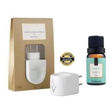 Imagem de Kit Difusor Aromatizador Eletrico de Porcela Via Aroma Com Essencia 10