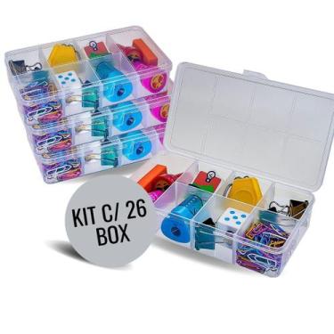 Imagem de Kit Com 26 Box Organizadores Tam P Transparente - Usual Utilidades
