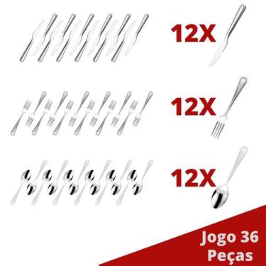 Imagem de Jogo Faqueiro Aço Inox 36 Peças Restaurante / Casa /Bar - Em casa tem,