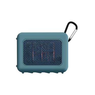 Imagem de WUNIAK Capa para alto-falante Bluetooth portátil JBL GO4, capa protetora completa de silicone com chaveiro, à prova de choque, azul claro