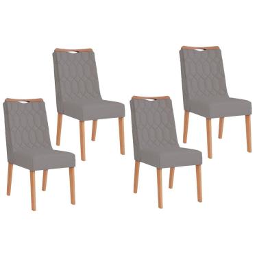 Imagem de Cadeira Sala de Jantar Bia Kit 4 Un Cedro/Suede Lunar - DJ Móveis