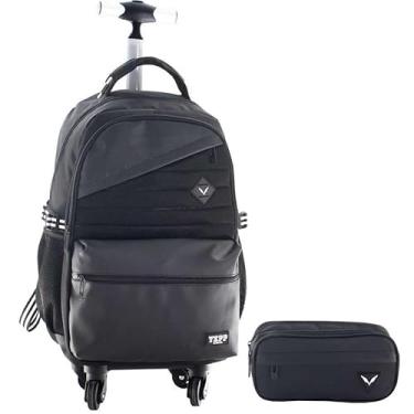 Imagem de Kit Mochila 20” Com 4 Rodas 360 Com Estojo Escolar Juvenil Masculina Escola Faculdade (Preto)