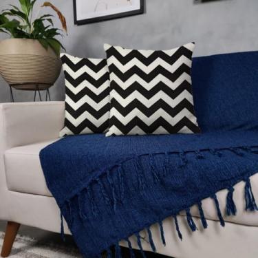 Imagem de Genérico, Kit Manta Para Sofá Azul + 2 Capas De Almofada Com Zíper 01