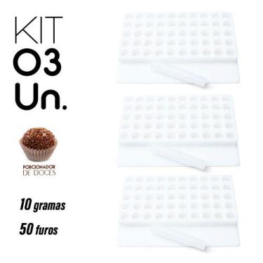 Imagem de 3 Placa Porcionadora de Doces Brigadeiro 10g 50 Furos Oferta - Tribo S