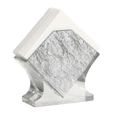 Imagem de Suporte de guardanapo de resina - Suporte de toalha de papel comercial quadrado (570g) - Armazenamento vertical de mesa em rack de guardanapo de 4 cores (prata 2)