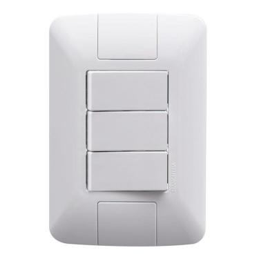 Imagem de Interruptor Aria Tramontina 3 Teclas Simples 6A com Placa Branco