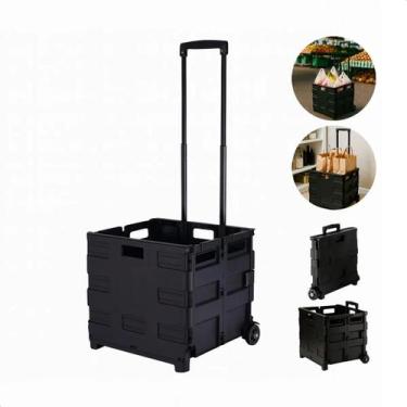Imagem de Carrinho De Feira Dobrável Reforçado 42x36,5x39,5cm Portátil Com Rodas