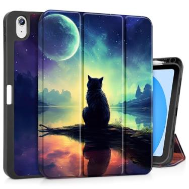 Imagem de Tuiklol Capa para iPad de 11 polegadas (chip A16) 2025 geração 11ª / iPad 11 polegadas 2022 10ª geração, suporte fino para lápis com capa traseira de TPU e suporte de três dobras e despertar/hibernar