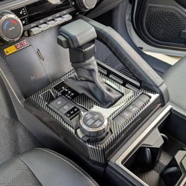 Imagem de KUJOOY Para Toyota Tacoma 2024 2025 para 4Runner 2025 Acessórios interiores decoração painel console central tampa de saída de ar moldura decorativa ABS (grão de fibra de carbono, tampa do painel de