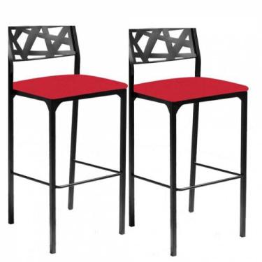 Imagem de Kit 2 Banquetas Luiza material sintético Vermelho - GAT MAGAZINE