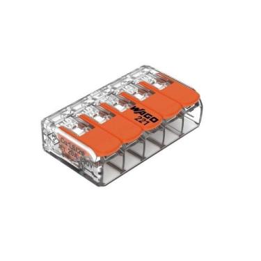Imagem de Conector Emenda Compacto Wago 221-413 - 5 Pólos Até 4mm² - WAGO BRASIL