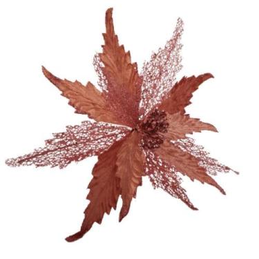 Imagem de Flor Artificial Natal Poinsétia Rose Gold 50cm 50cm - Carmella Present