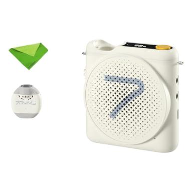 Imagem de 7RYMS Amplificador de voz WA2 para professores com microfone de lapela sem fio, alto-falante portátil para sala de aula, discurso, treinamento ao ar livre, mini alto-falante, microfone de clipe