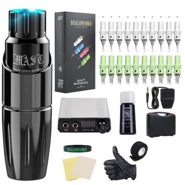 Imagem de Kit de máquina de caneta de tatuagem Dragonhawk Mast Tour com 20 cartu