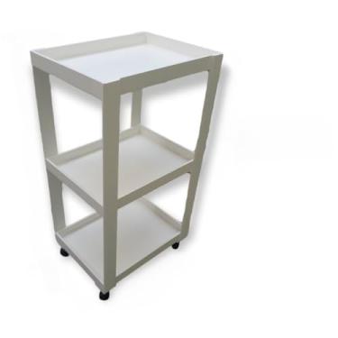 Imagem de Carrinho Auxiliar Suporte Para Esmalte Com Rodinhas (MONTADO) Preto/Rosa/Branco/Cru Organizador(Branco - SEM Gaveta)