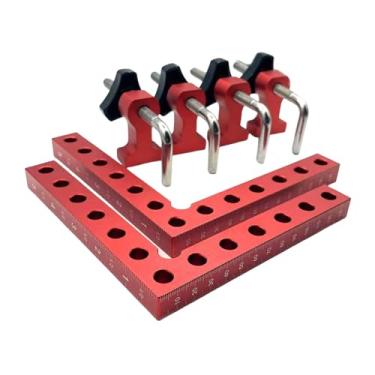 Imagem de Fenteer Grampo de ângulo reto para marcenaria, ferramenta profissional de posicionamento de cantos para montagem precisa, liga de alumínio leve, 14x14 cm, 6 Peças