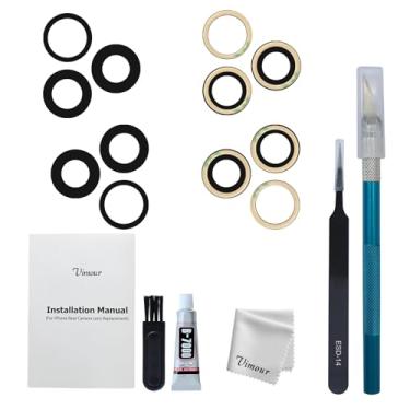 Imagem de Vimour Substituição de vidro da lente da câmera traseira para iPhone 15 Pro Max adesivo pré-instalado com manual de instalação e kits de ferramentas de reparo (2 conjuntos)