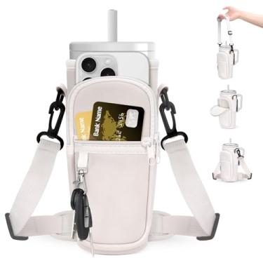 Imagem de Suporte para garrafa de água Roliwils com alça para Brumate Era & Stanley, bolsa tiracolo ajustável com mãos livres para caminhadas, acampamento, academia | Armazenamento no bolso do telefone |