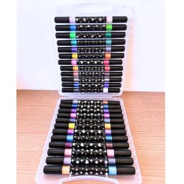 Imagem de Kit de Canetas Marcadores Ponta Dupla Touch Love Glitter Metálica Com 24 Canetas – 48 Cores