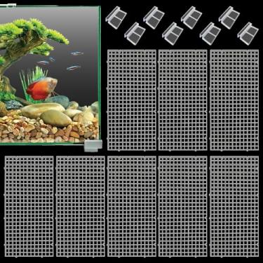 Imagem de Hamiledyi Divisor de aquário de plástico com clipes, painel de grade, tampa de aquário, capô, divisor de tanque de peixes, separador de painel de isolamento inferior para reprodução mista (8 peças