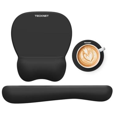 Imagem de TECKNET Conjunto de mouse pad de gel com descanso de pulso e apoio de pulso para teclado, descanso ergonômico para mouse com base de poliuretano antiderrapante para alívio da dor, computador, laptop