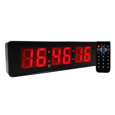 Imagem de Cronometro Progressivo Digital De Mesa/parede Relógio Design Compacto Preto, Controle Remoto, Ideal para Academia, Aulas, Eventos e Controle de Tempo