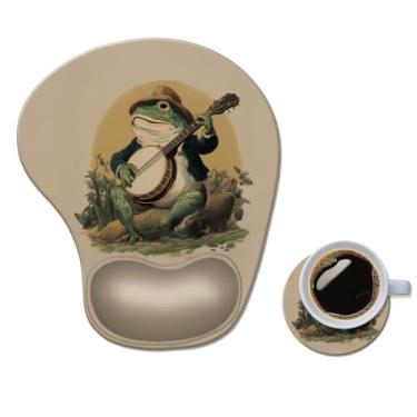 Imagem de Mouse pad ergonômico com descanso de pulso, tapete de mouse de gel de computador confortável suporte de pulso para laptop, mouse para alívio da dor com sapo de base de poliuretano antiderrapante