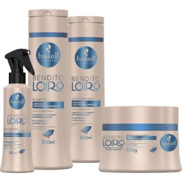 Imagem de Kit Haskell Bendito Loiro Shampoo Condicionador 500ml Máscara Tratamen