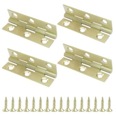 Imagem de Hordion 12 peças mini dobradiças de latão sólido de 5 cm, dobradiças dobráveis para caixa pequena para caixa de joias caixa de madeira armário porta de armário