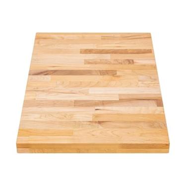 Imagem de DuraSteel Tampo de mesa de madeira maciça - Bancada de bloco de açougueiro 76 x 45,7 cm - Tábua de corte de madeira natural para bancada de trabalho de cozinha, bancada de charcutaria, balcão redondo