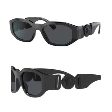 Imagem de Versace Óculos De Sol Masculinos Ovais Não Polarizados Ve4361 53 Mm, Armação Preta Injetada Com Hastes, 100% Proteção Uv, Leves E Confortáveis, Kit Eshades Incluso