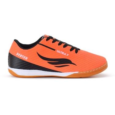 Imagem de Chuteira Futsal Tênis Salão Quadra Adulto Costurada Resistente Original (Laranja/Preto, BR, Adulto, Numérico, 43)