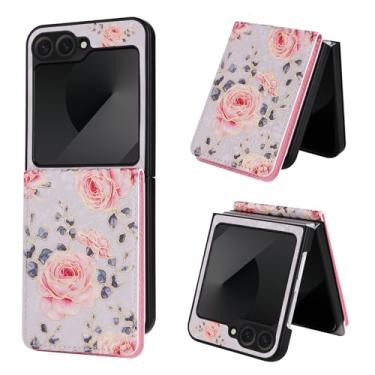 Imagem de Asuwish Capa de celular para Samsung Galaxy Z Flip 6 5G 2024 carteira com flor de luxo couro PU porta-cartão de crédito slot filme suporte suporte ZFlip6 Z6 G Flip6 6Z mulheres meninas rosa pastoral