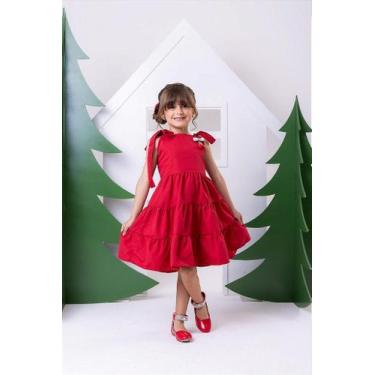 Imagem de Vestido Infantil Vermelho Cerejinha Blogueirinha - Tecido 100% Poliést