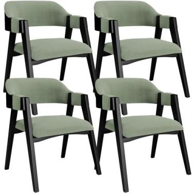 Imagem de Kit 4 Cadeiras Sala de Jantar Estar Living Estofada Suran L02 Preto Bo