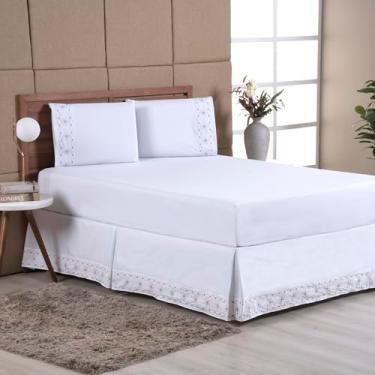 Imagem de Jogo De Cama Damasco Queen 100% Algodão 200 Fios- 04 Peças